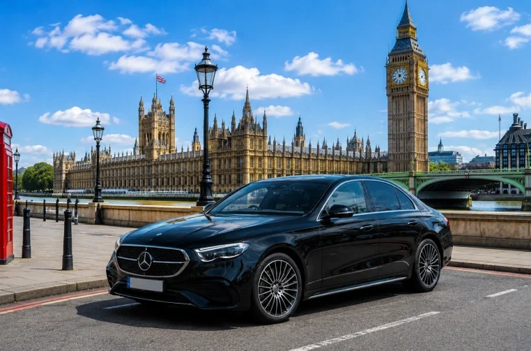 Mercedes-Benz E-Class luxury chauffeur vehicle exterior